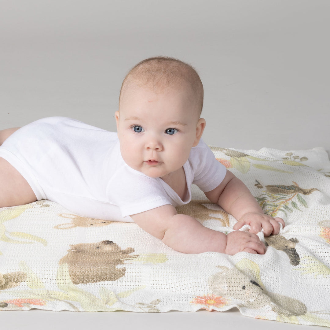 Aussie Animals Cellular Blanket - Plum