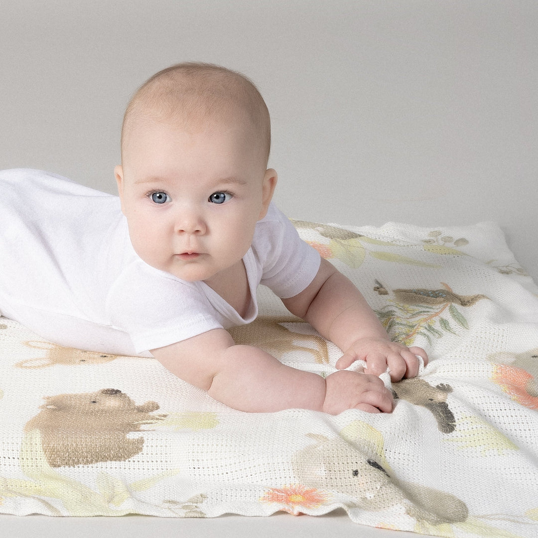 Aussie Animals Cellular Blanket - Plum