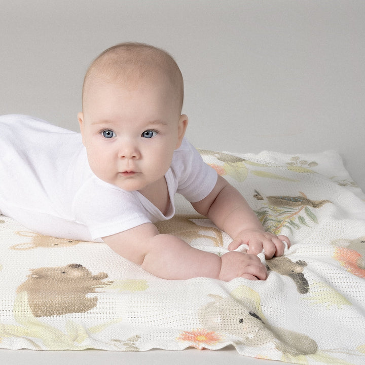 Aussie Animals Cellular Blanket - Plum