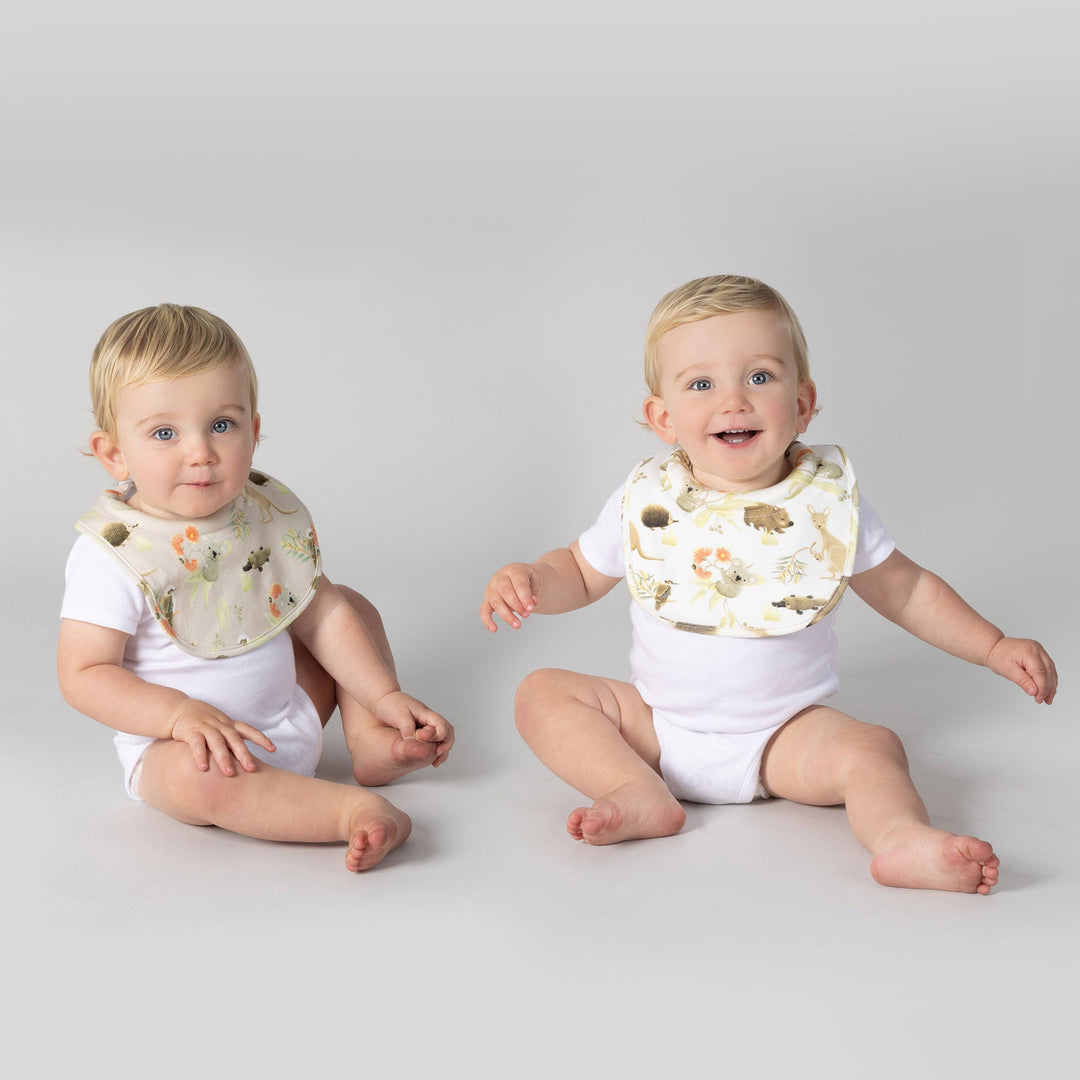 Aussie Animals 2pk Dribble Bibs - Plum