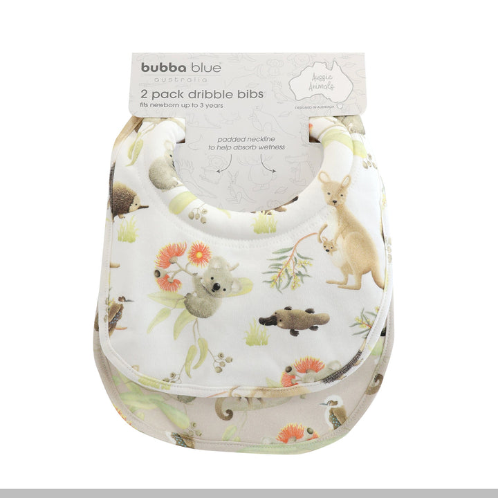 Aussie Animals 2pk Dribble Bibs - Plum