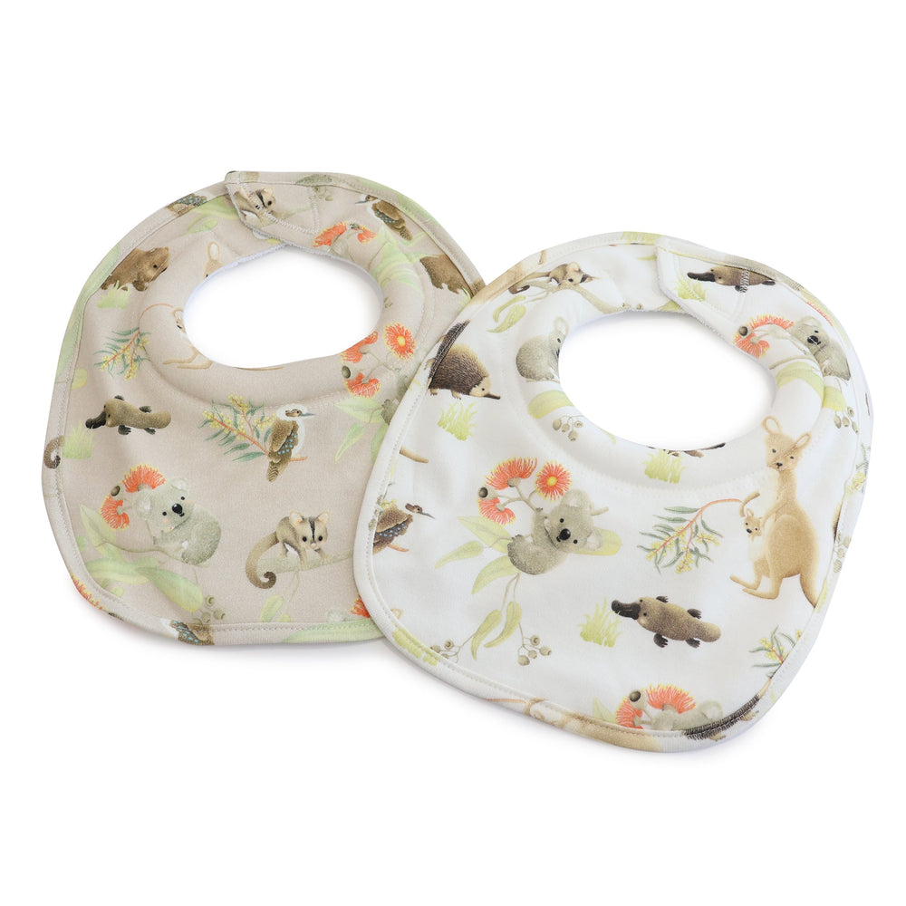 Aussie Animals 2pk Dribble Bibs - Plum