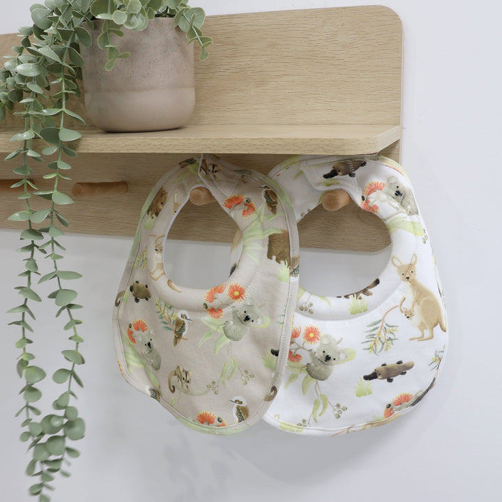 Aussie Animals 2pk Dribble Bibs - Plum
