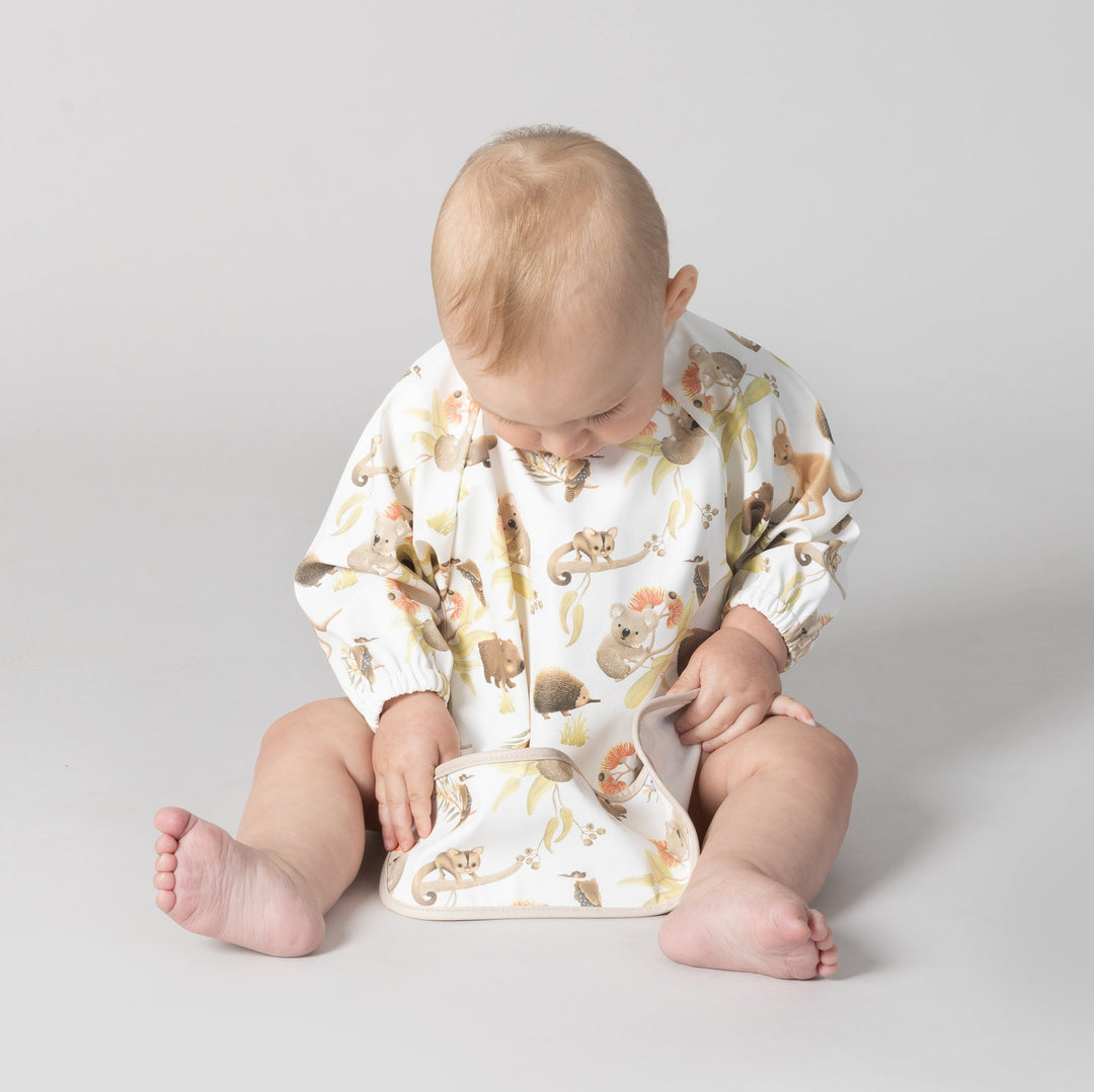 Aussie Animals Smock Bib - Plum