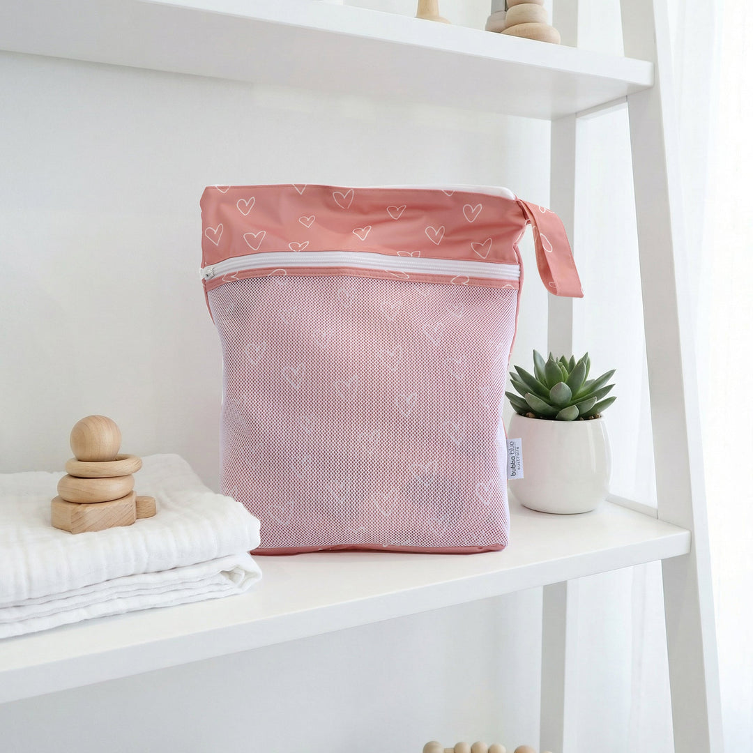 Nordic 2pk Wet/Dry Bags Bundle Berry Hearts - 25x28cm & 30x35cm - Plum