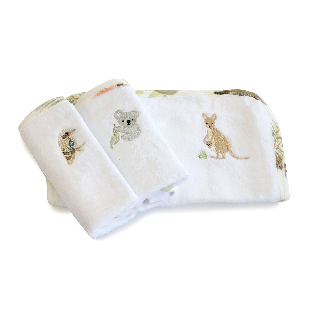 Aussie Animals 3pk Wash Cloths - Plum
