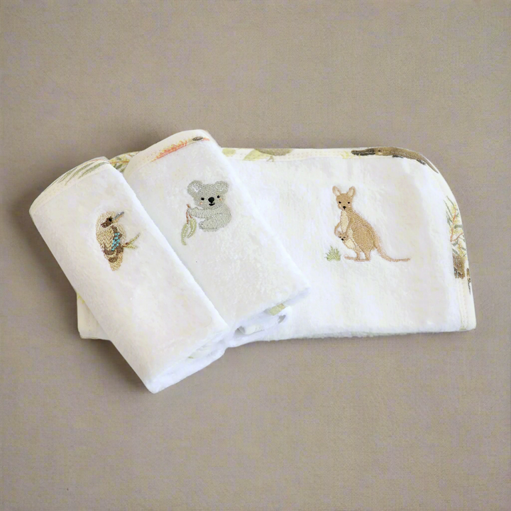 Aussie Animals 3pk Wash Cloths - Plum