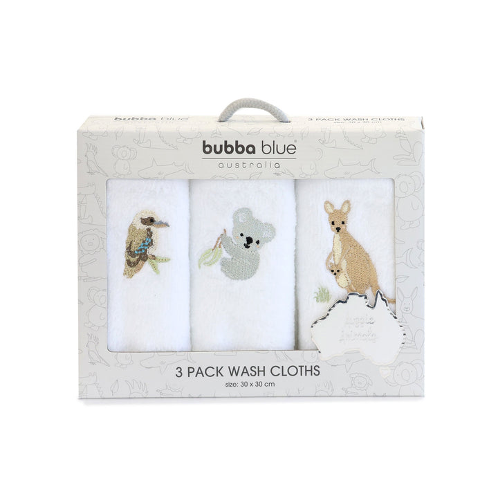 Aussie Animals 3pk Wash Cloths - Plum