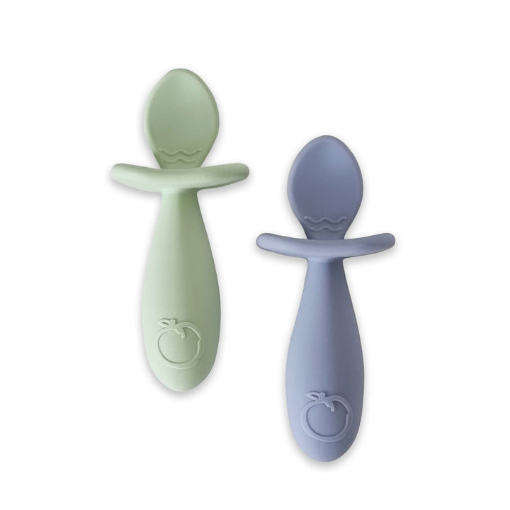 Plum Silicone 2pk Easy Grip Spoon Set- Olive/Steel Blue