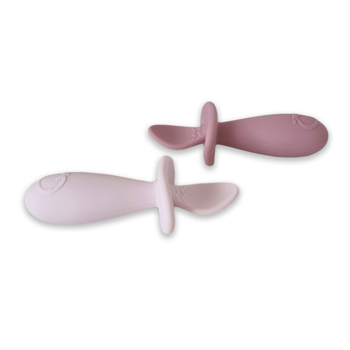 Plum Silicone 2pk Easy Grip Spoon Set- Dusty Berry/Rose