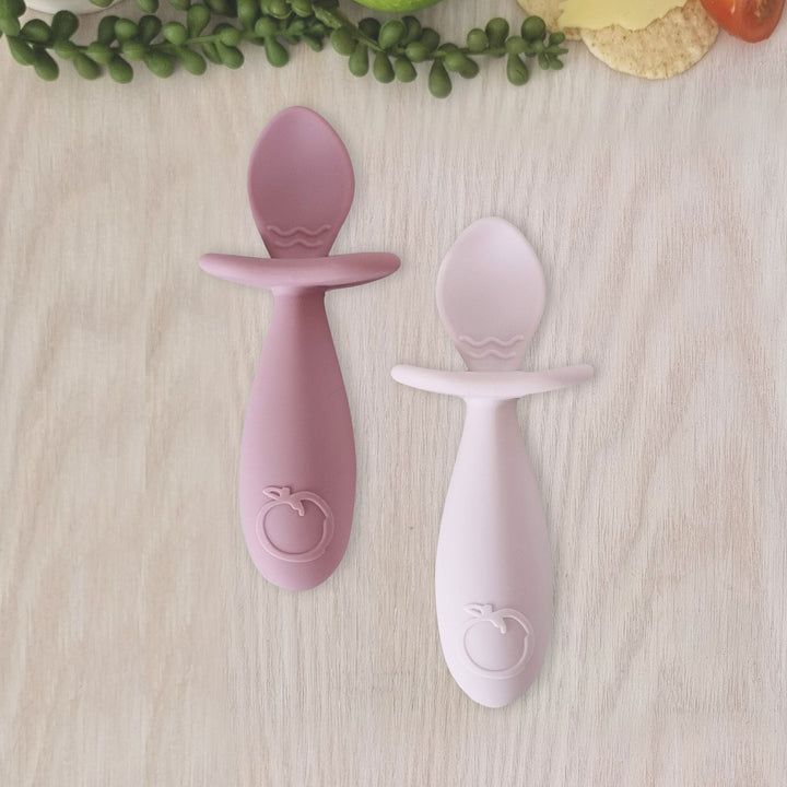 Plum Silicone 2pk Easy Grip Spoon Set- Dusty Berry/Rose