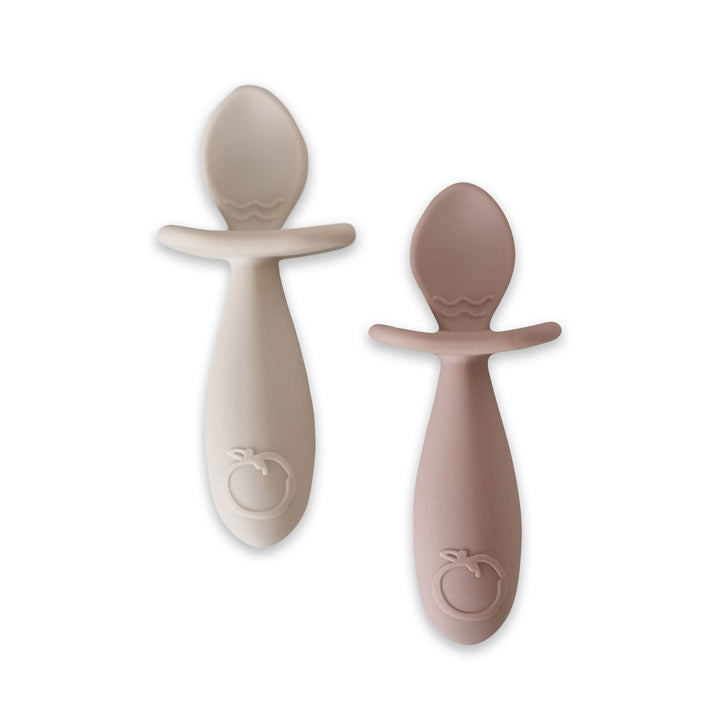Plum Silicone 2pk Easy Grip Spoon Set- Sand/Nutmeg