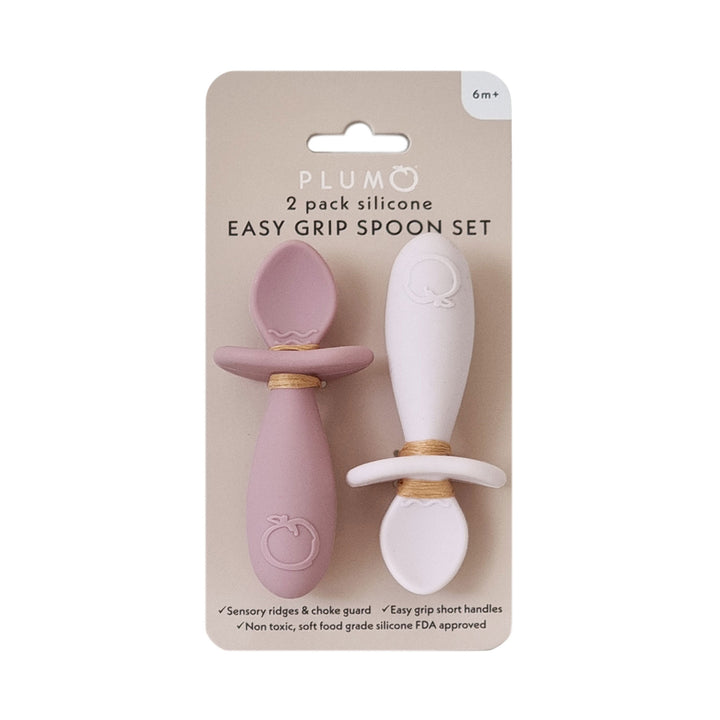 Plum Silicone 2pk Easy Grip Spoon Set- Dusty Berry/Rose