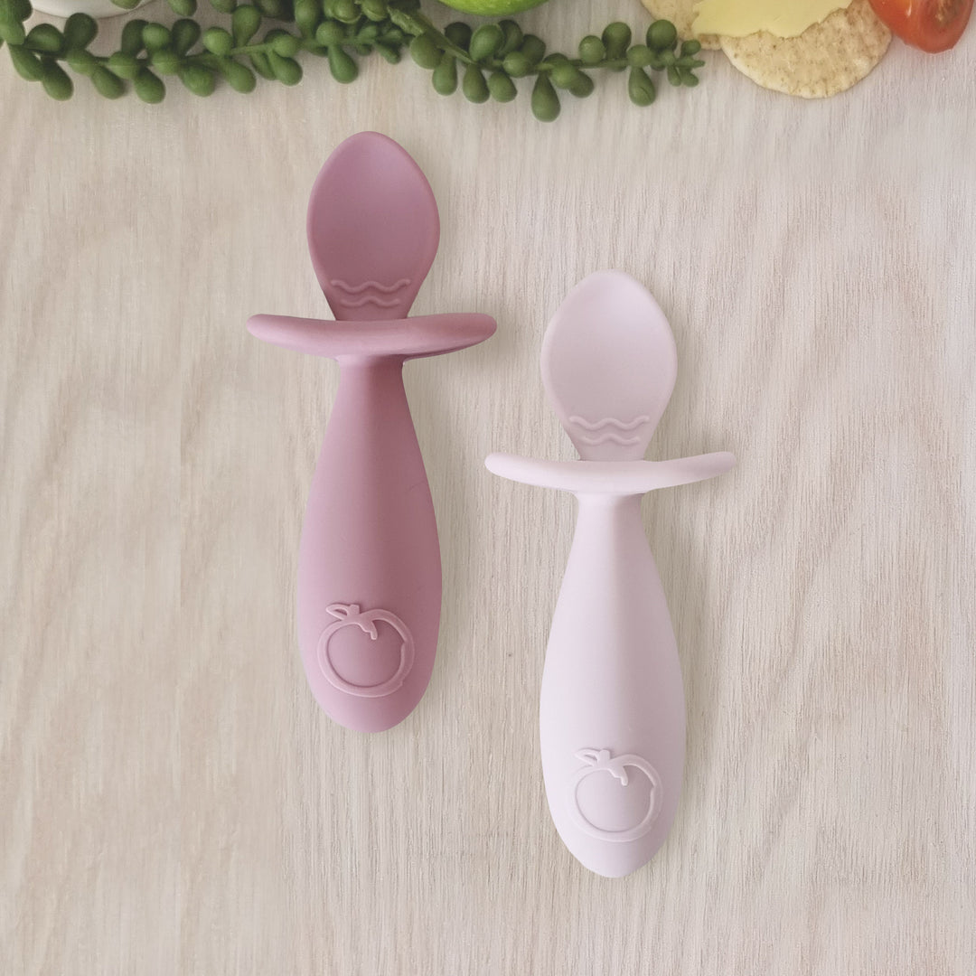 Plum Silicone 2pk Easy Grip Spoon Set- Dusty Berry/Rose