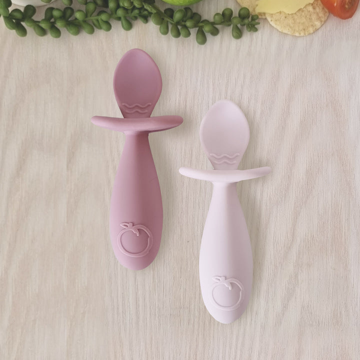 Plum Silicone 2pk Easy Grip Spoon Set- Dusty Berry/Rose