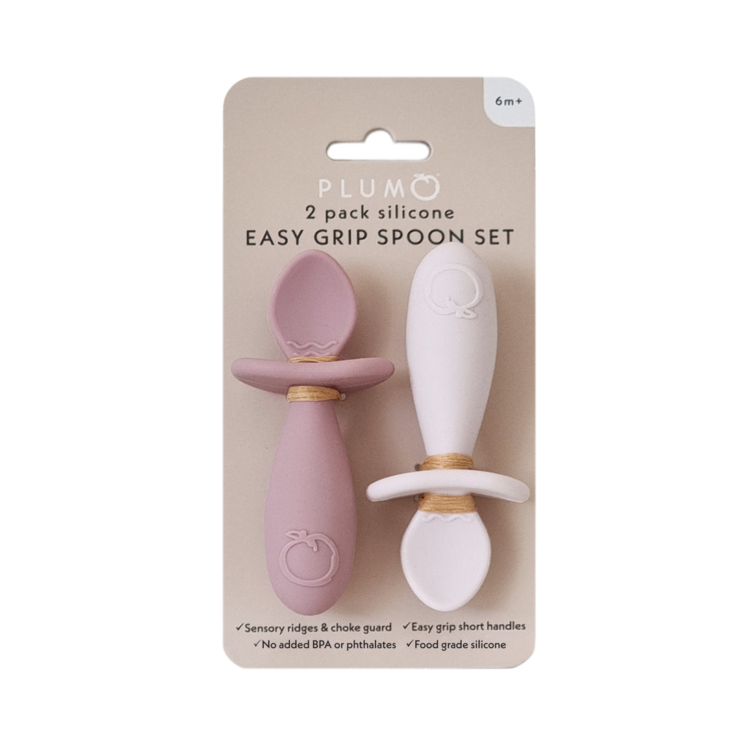 Plum Silicone 2pk Easy Grip Spoon Set- Dusty Berry/Rose