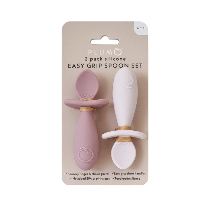 Plum Silicone 2pk Easy Grip Spoon Set- Dusty Berry/Rose