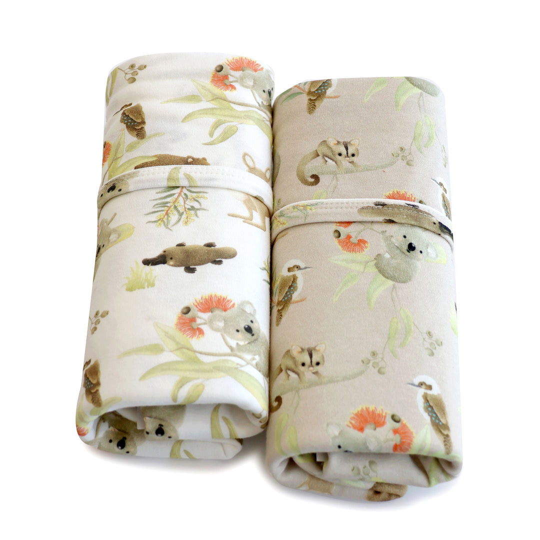Aussie Animals 2pk Jersey Wraps - Plum