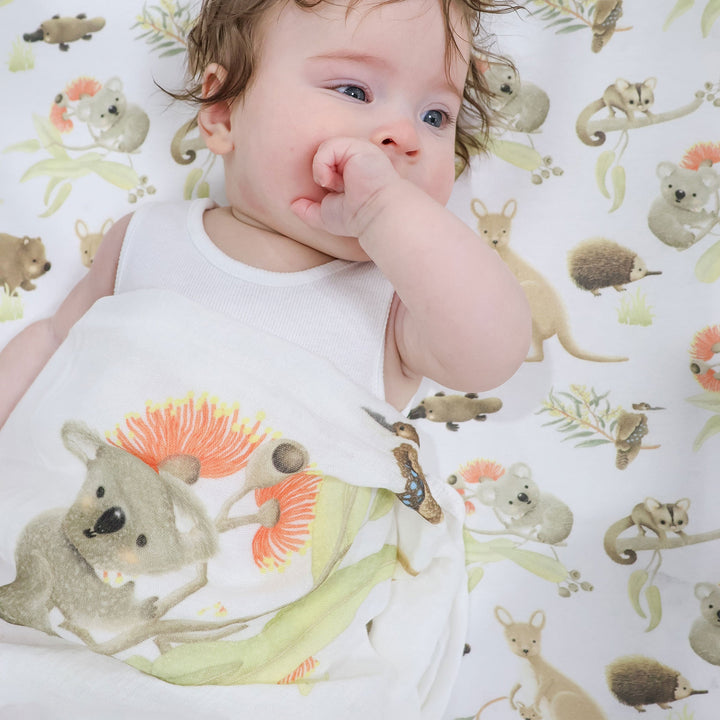Aussie Animals 3pk Muslin Wraps - Plum