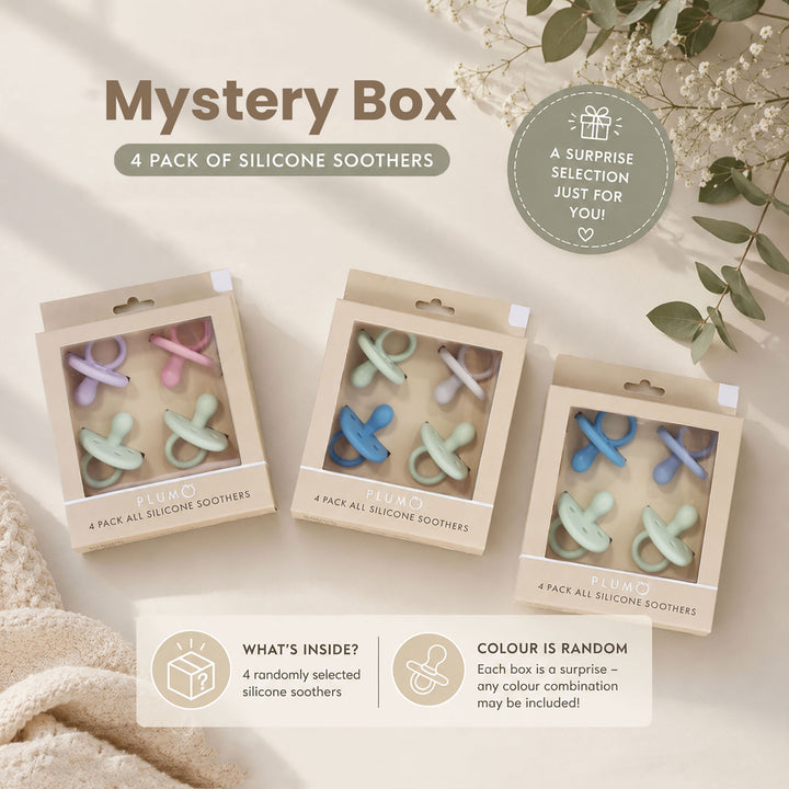 PLUM 4pk Silicone Soothers Mystery Pack NB-6M