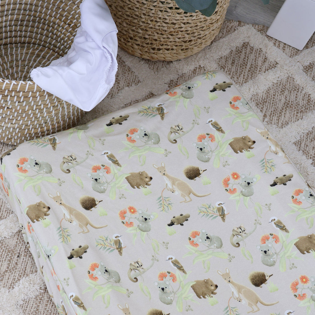 Aussie Animals Waterproof Change Mat Cover - Plum