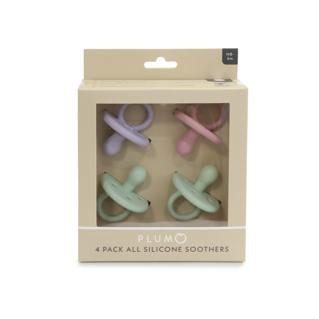 PLUM 4pk Silicone Soothers Mystery Pack NB-6M