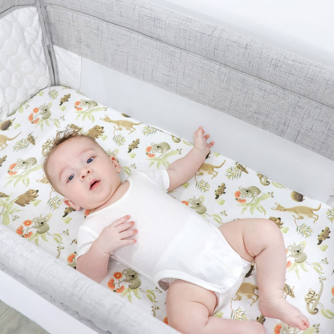 Aussie Animals Co Sleeper/Bedside Sleeper Jersey Fitted Sheet - Plum