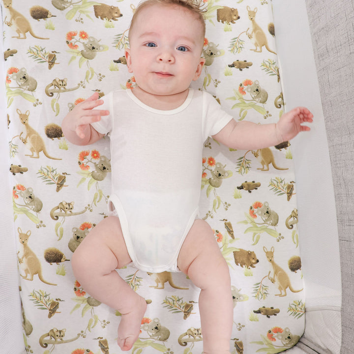 Aussie Animals Co Sleeper/Bedside Sleeper Jersey Fitted Sheet - Plum