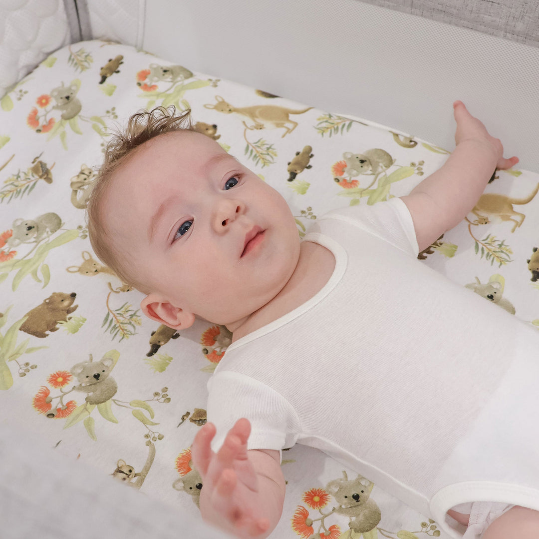Aussie Animals Co Sleeper/Bedside Sleeper Jersey Fitted Sheet - Plum