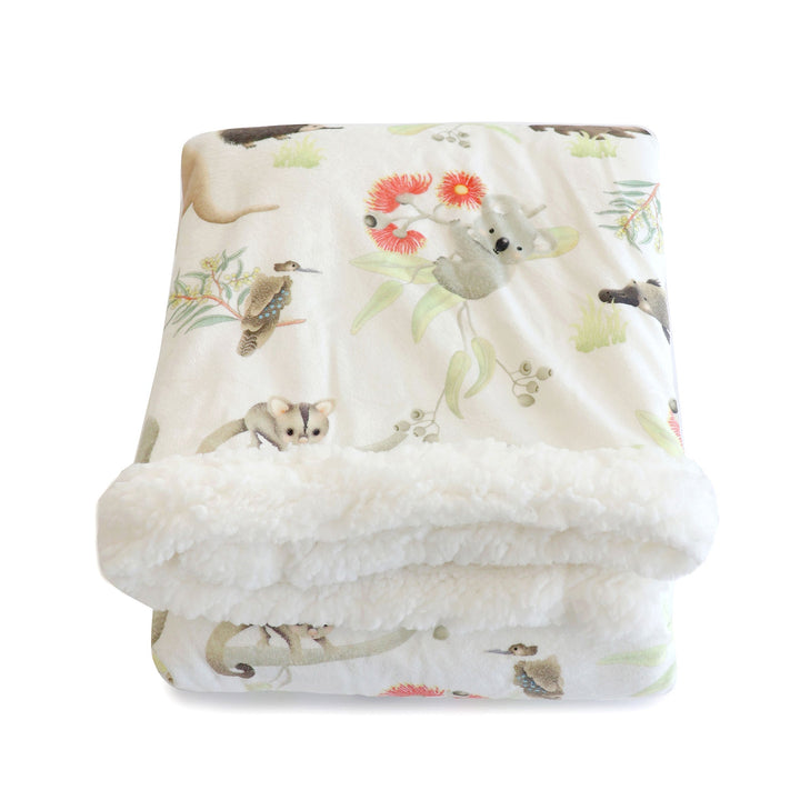 Aussie Animals Cuddle Blanket - Plum