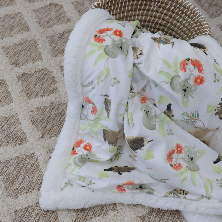 Aussie Animals Cuddle Blanket - Plum