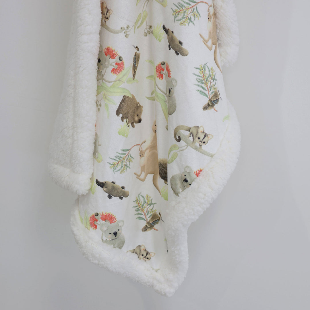 Aussie Animals Cuddle Blanket - Plum