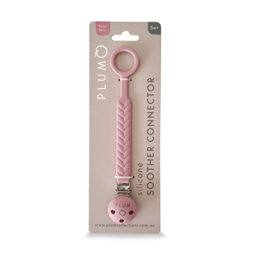 PLUM Silicone Soother Connectors Bundle - Berry &amp; Sand