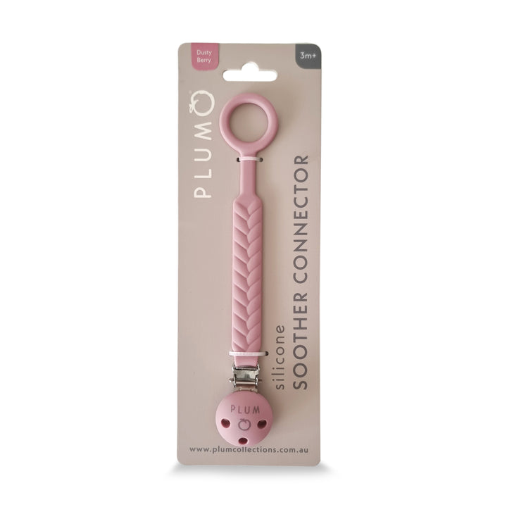 PLUM Silicone Soother Connectors Bundle - Berry &amp; Sand
