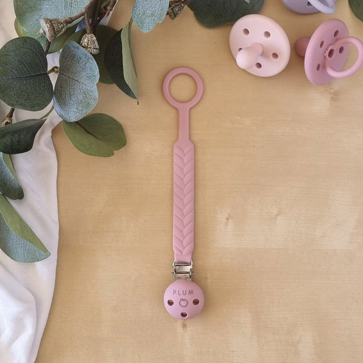 PLUM Silicone Soother Connectors Bundle - Berry &amp; Sand
