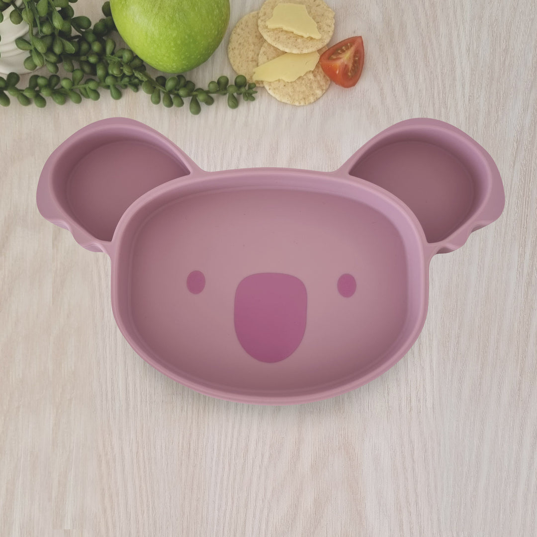 Plum Silicone Suction Koala Plate - Dusty Berry