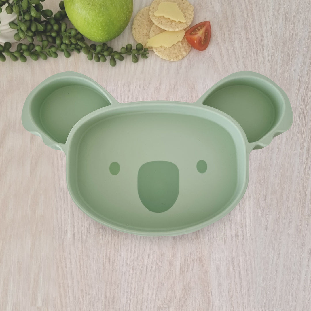 Plum Silicone Suction Koala Plate - Olive