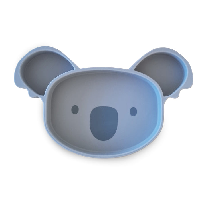 Plum Silicone Suction Koala Plate - Steel Blue