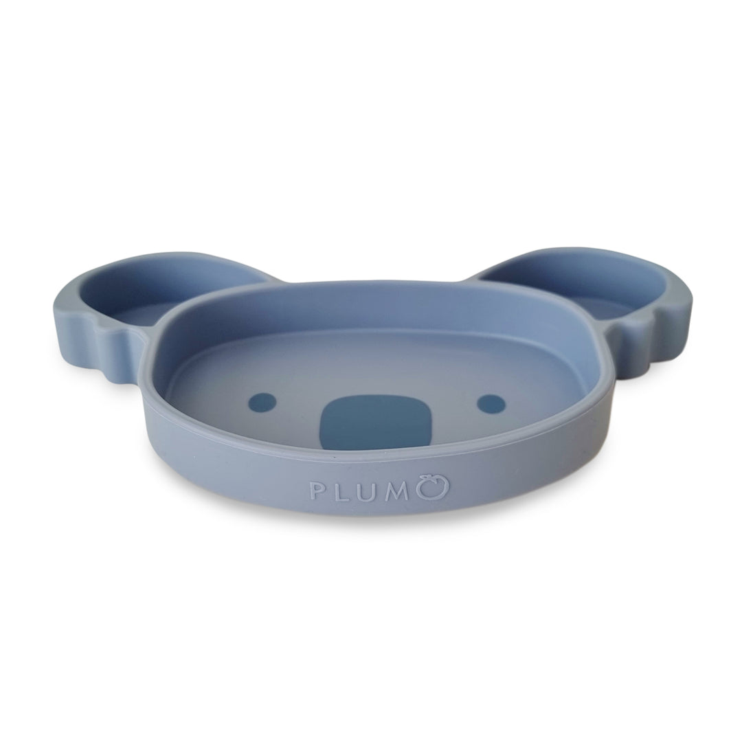Plum Silicone Suction Koala Plate - Steel Blue