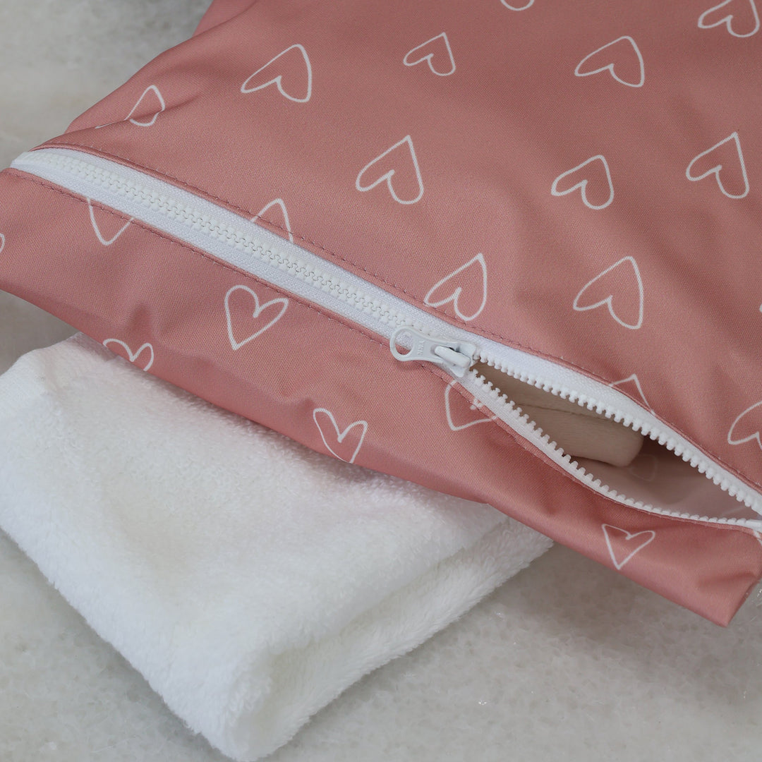 2x Nordic Wet Bag Bundle - Berry Hearts &amp; Sand Rainbow - Plum