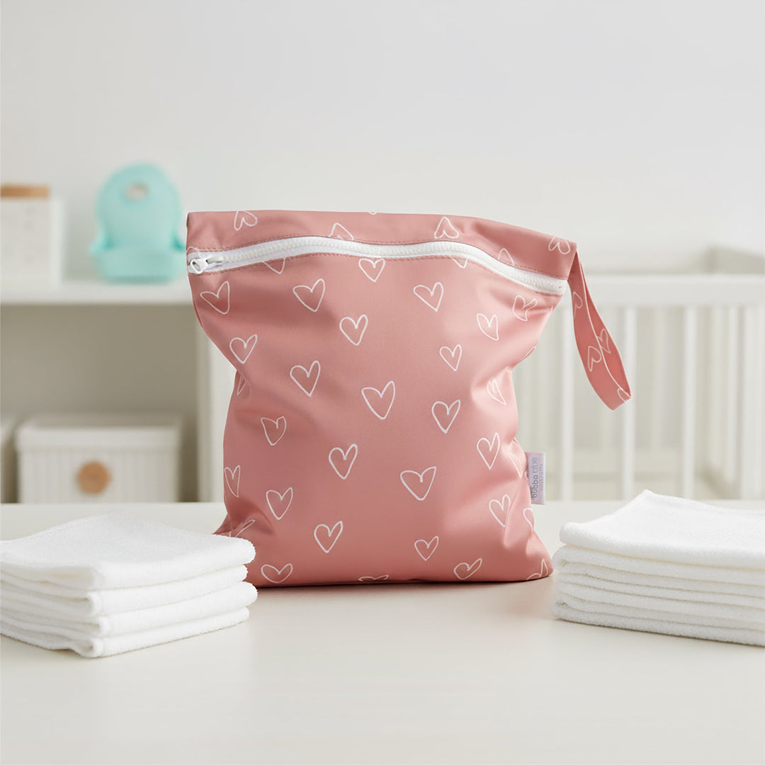 Nordic 2pk Wet/Dry Bags Bundle Berry Hearts - 25x28cm & 30x35cm - Plum