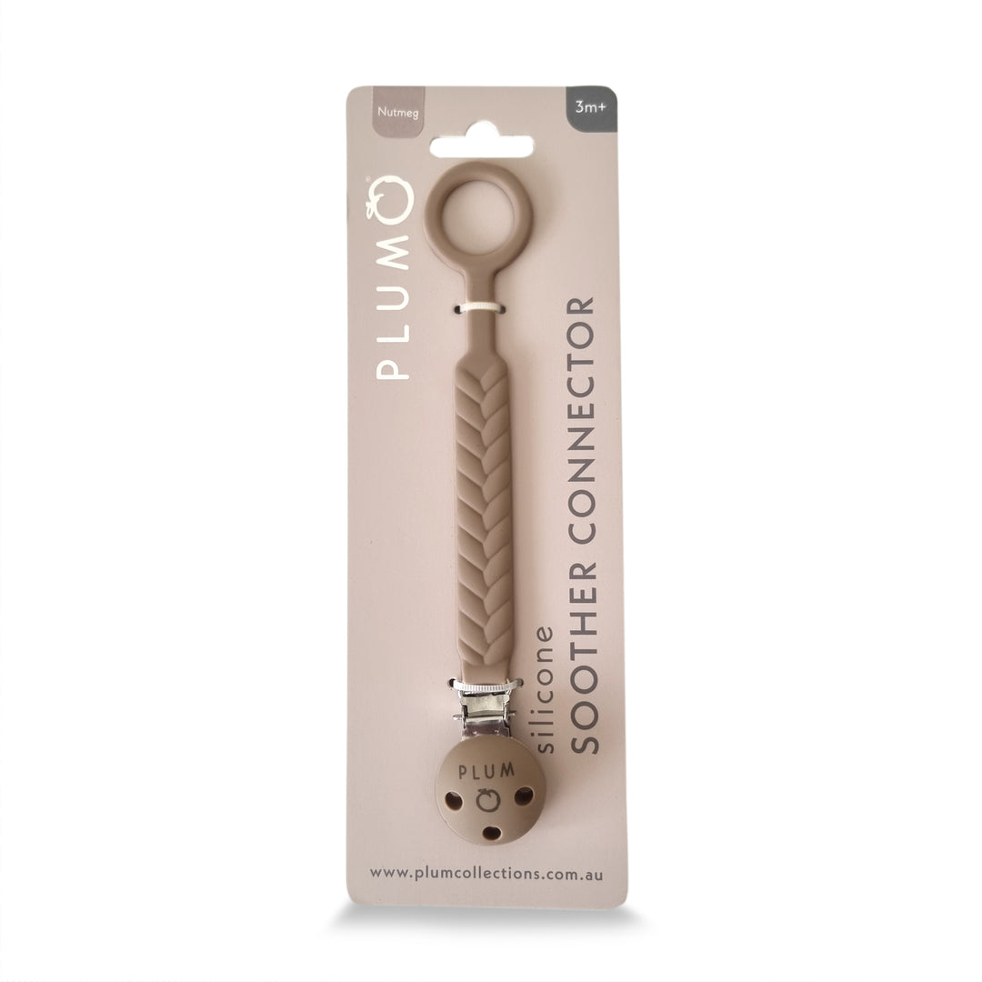 PLUM Silicone Soother Connectors Bundle - Sand &amp; Nutmeg