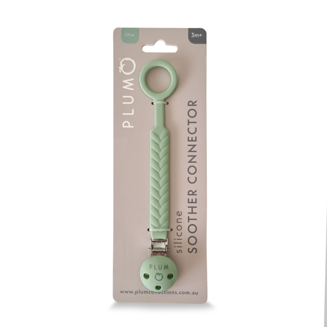 PLUM Silicone Soother Connectors Bundle - Steel Blue &amp; Olive