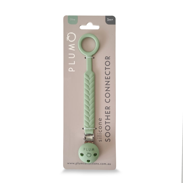 PLUM Silicone Soother Connectors Bundle - Steel Blue &amp; Olive