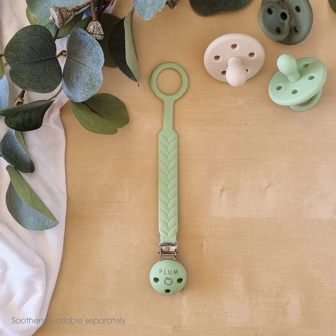 PLUM Silicone Soother Connectors Bundle - Steel Blue &amp; Olive