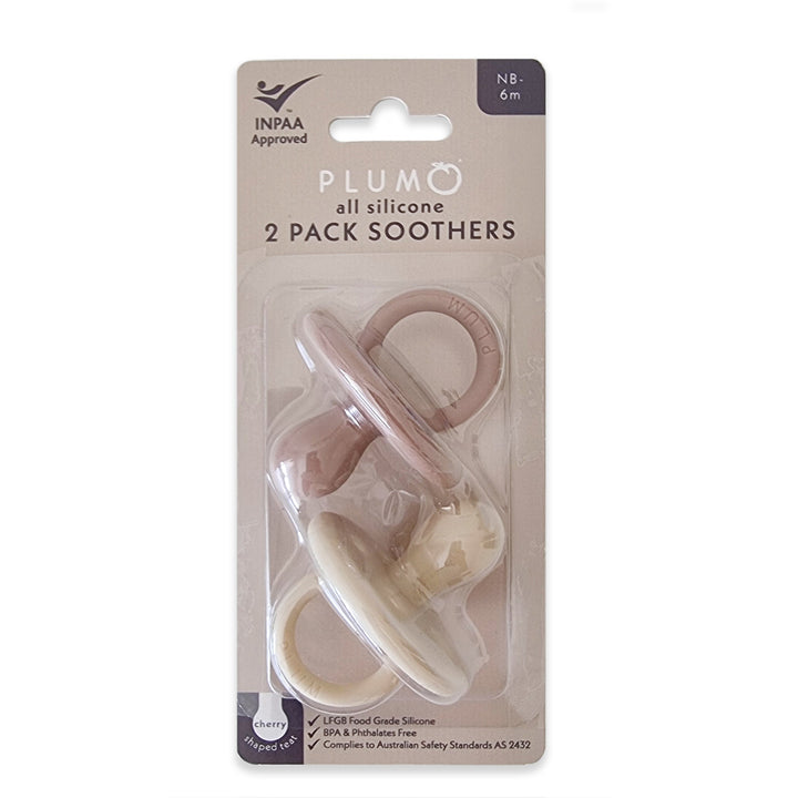 PLUM 2pk Silicone Soothers - Sand & Nutmeg (0-6M)