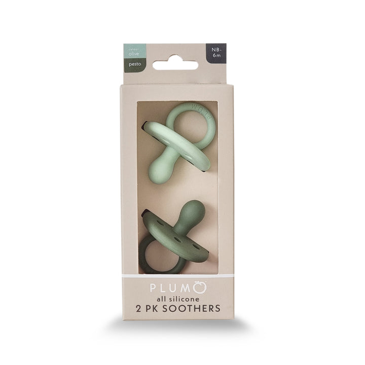 2PK Silicone Soothers - Olive &amp; Pesto (0-6M)