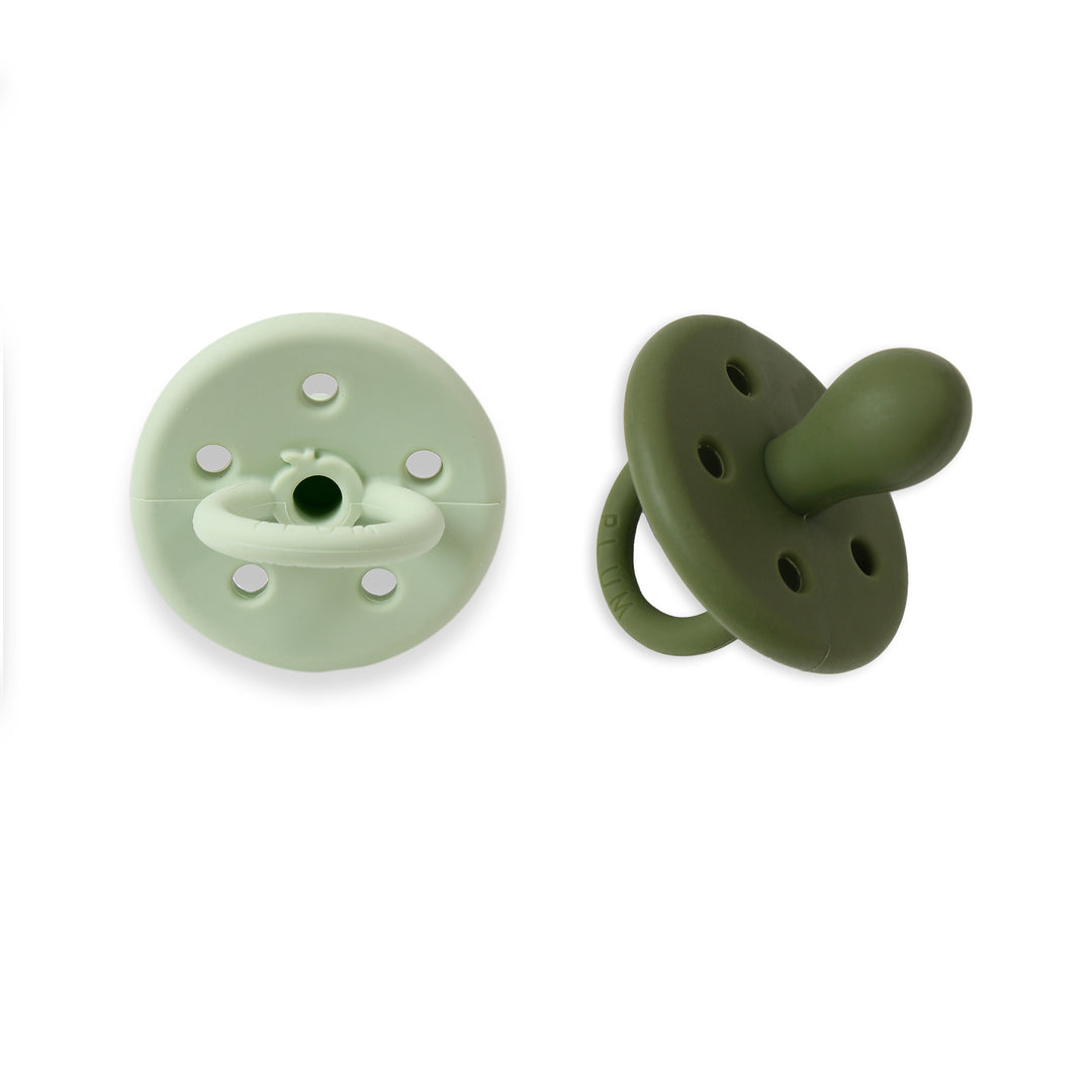 2PK Silicone Soothers - Olive &amp; Pesto (0-6M)