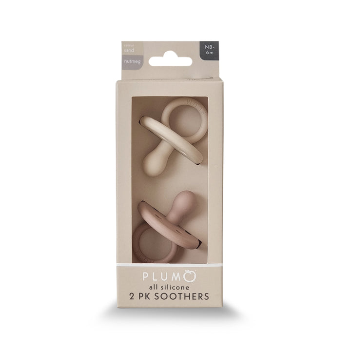 2PK Silicone Soothers - Sand &amp; Nutmeg (0-6M)