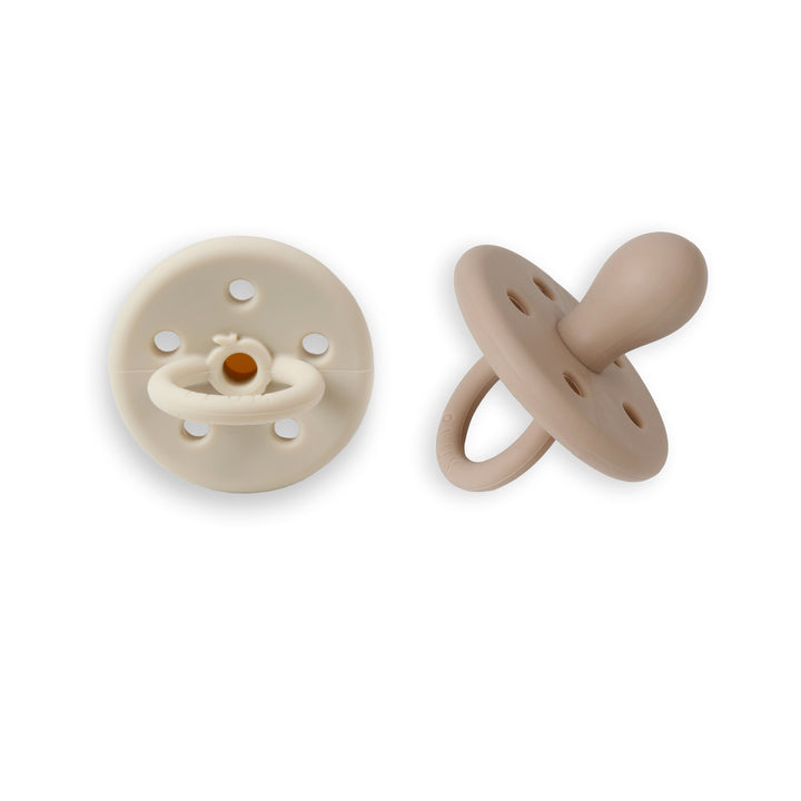 2PK Silicone Soothers - Sand &amp; Nutmeg (0-6M)